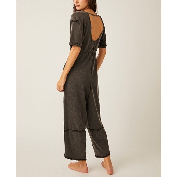 NWT FREE PEOPLE Good Side Romper / Black - Picture 3 of 6